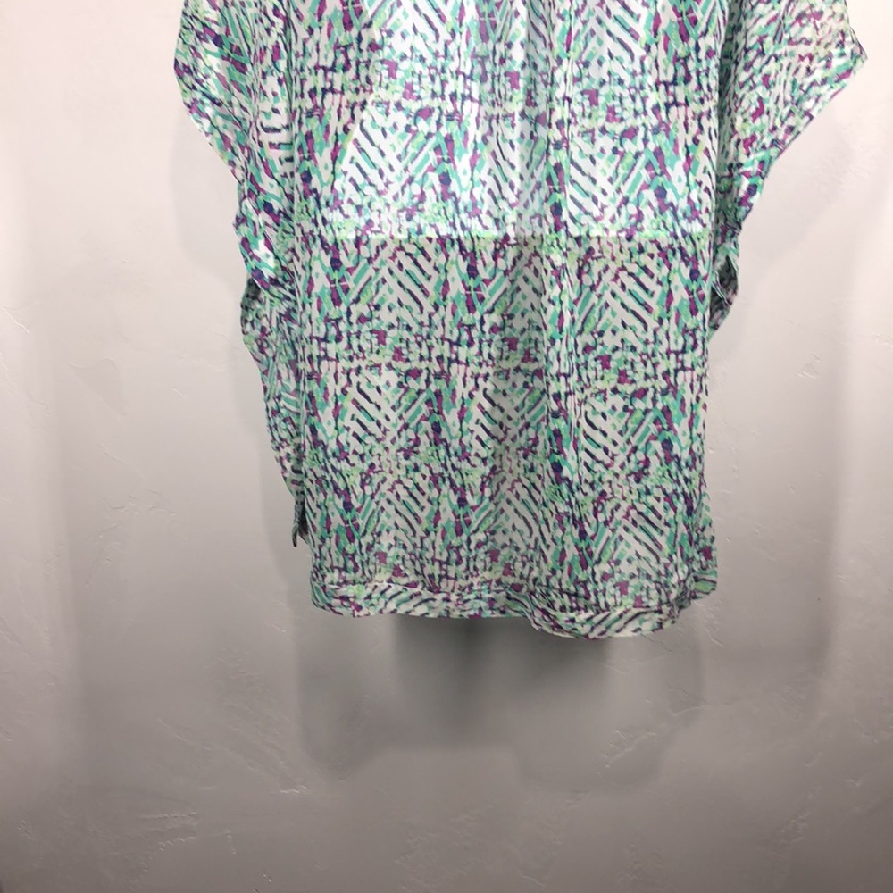 Shoshanna green and purple 100% silk swim cover up size small - Picture 8 of 10